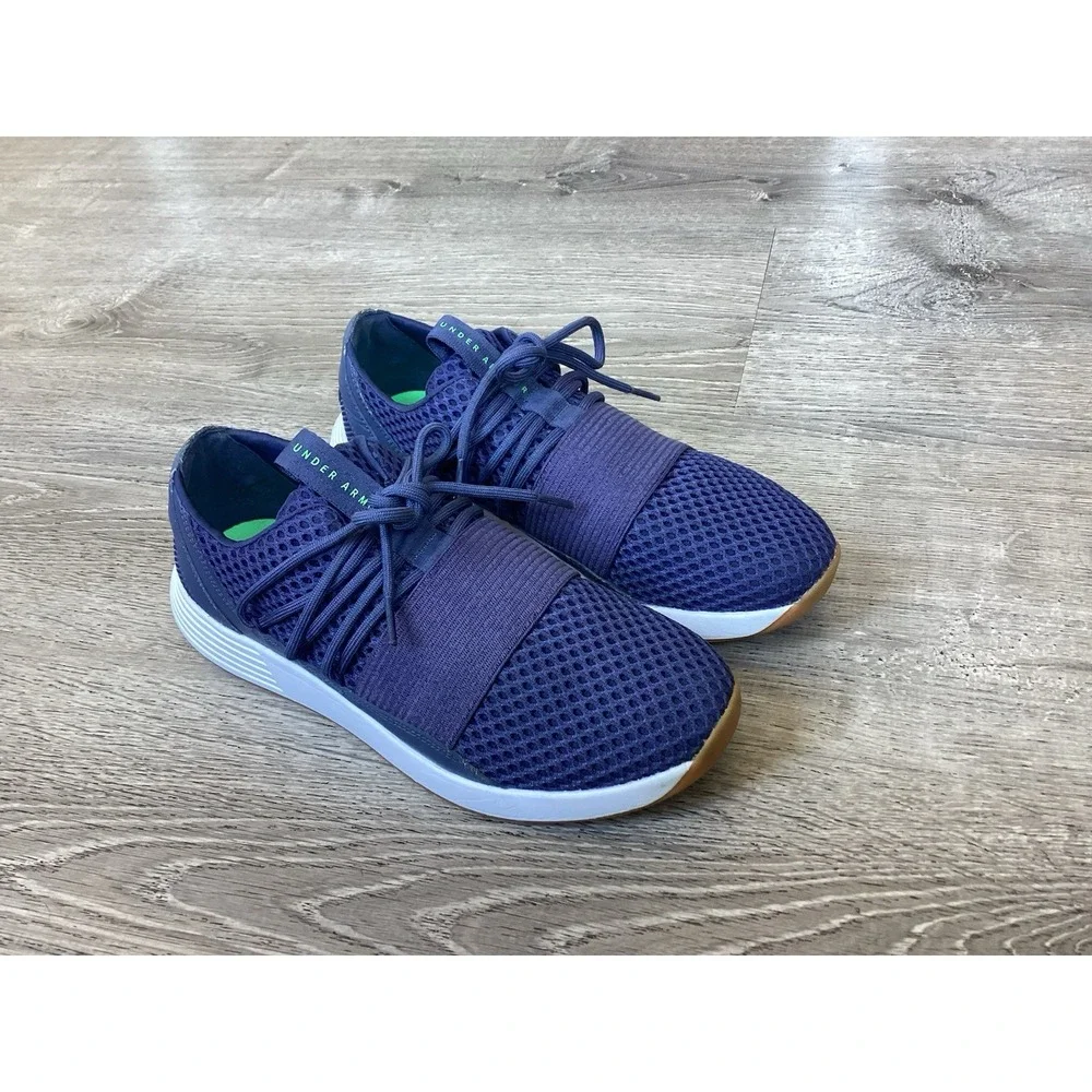 Under Armour Breathe Lace Womens 10 Navy Blue Sneaker Training Shoes 3020249-500